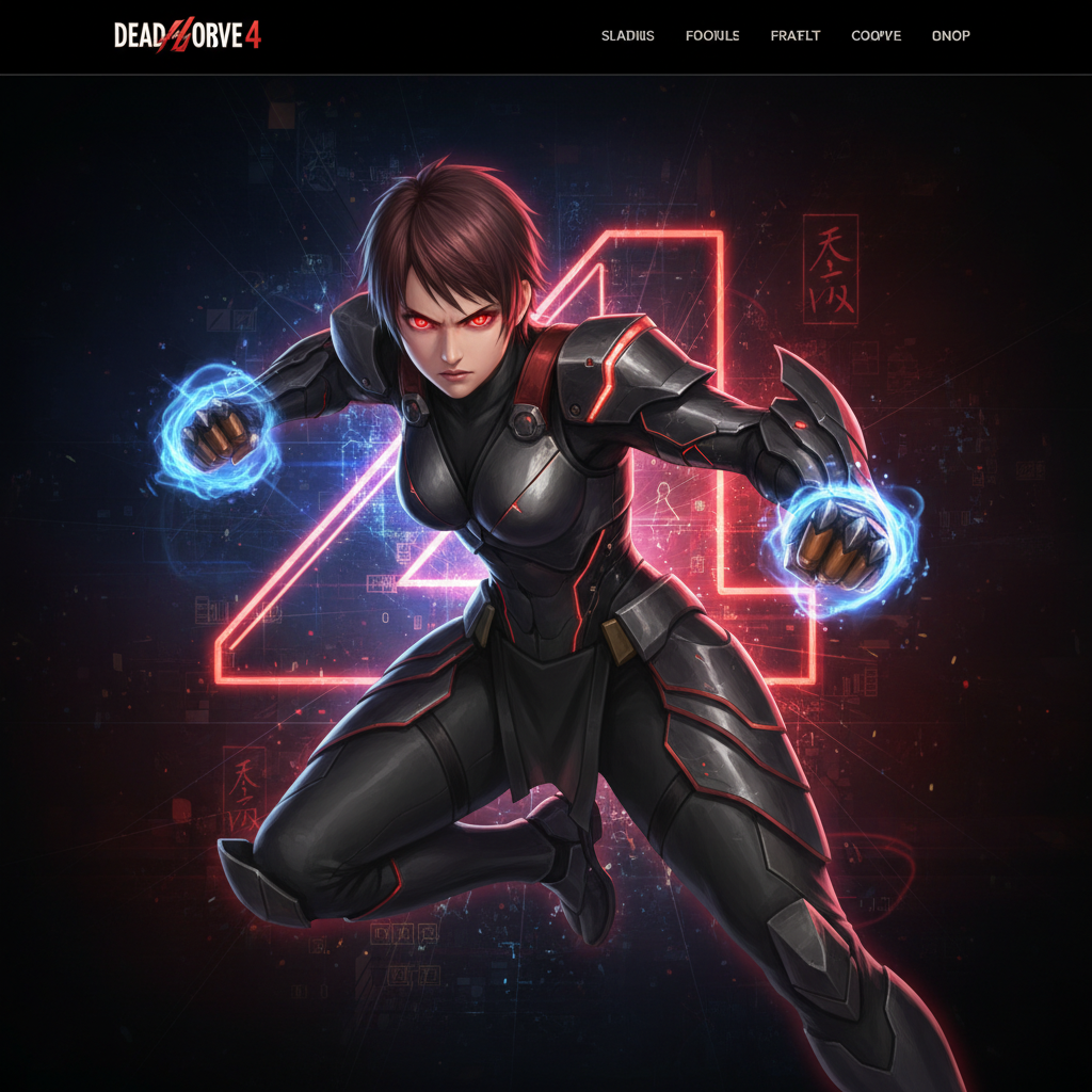 Kasumi Alpha, the perfected DOATEC clone of Kasumi engineered to be the ultimate human weapon — a brand new playable fighter in Dead or Alive 4 with all of Kasumi's techniques and none of her restraint — character portrait